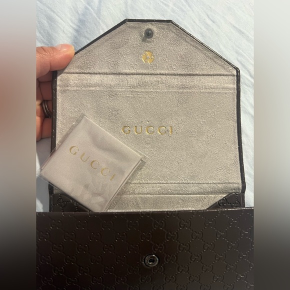 Brand NEW GUCCI Monogram Leather Foldable Sunglasses Case - Brown signature GG - Picture 2 of 9